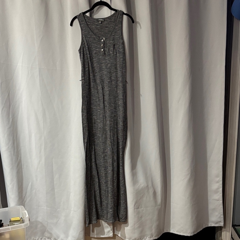 Neiman Marcus Charcoal Knit maxi dress with slit‎